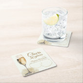 Elegant Modern Champagne Cheers 50th Birthday Rechteckiger Pappuntersetzer (Vor Ort)