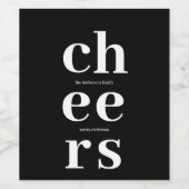 Elegant Modern Cheers | Minimalist Black Weinetikett (Einzelnes Label)