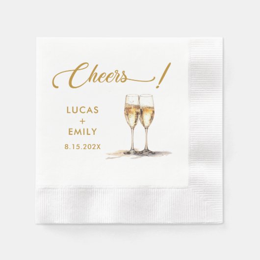 Elegant Modern Cheers Script Glasses Wedding Serviette (Vorderseite)