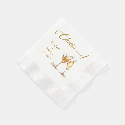 Elegant Modern Cheers Script Glasses Wedding Serviette (Ecke)