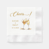 Elegant Modern Cheers Script Glasses Wedding Serviette (Vorderseite)