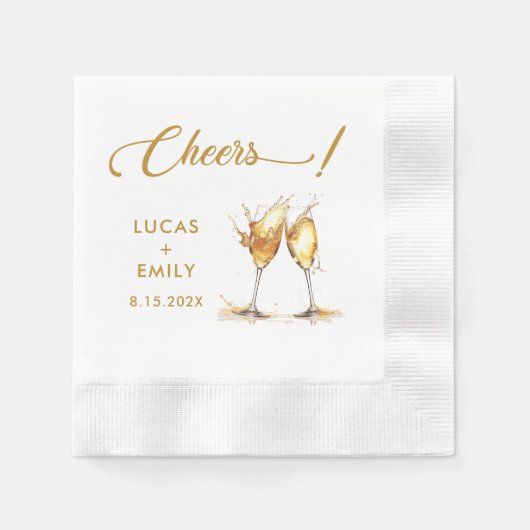 Elegant Modern Cheers Script Glasses Wedding Serviette (Vorderseite)