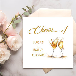 Elegant Modern Cheers Script Glasses Wedding Serviette