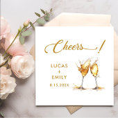 Elegant Modern Cheers Script Glasses Wedding Serviette