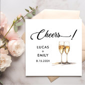 Elegant Modern Cheers Script Glasses Wedding Serviette