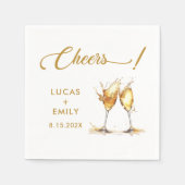 Elegant Modern Cheers Script Glasses Wedding Serviette (Vorderseite)