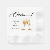 Elegant Modern Cheers Script Glasses Wedding Serviette (Vorderseite)