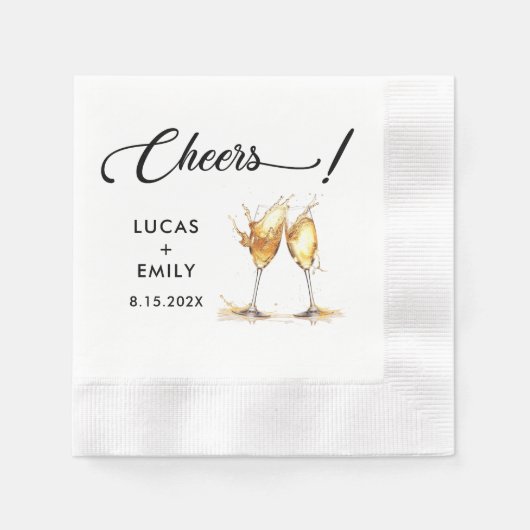 Elegant Modern Cheers Script Glasses Wedding Serviette (Vorderseite)