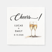 Elegant Modern Cheers Script Glasses Wedding Serviette (Vorderseite)
