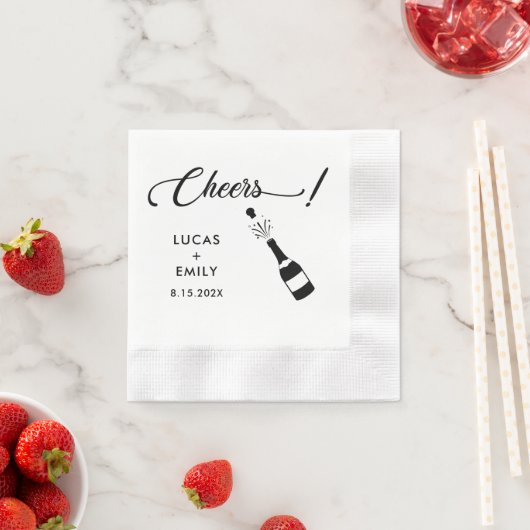 Elegant Modern Cheers Script Minimalistisch Weddin Serviette (Beispiel)