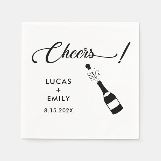 Elegant Modern Cheers Script Minimalistisch Weddin Serviette (Vorderseite)