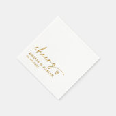 Elegant Modern Cheers Script Minimalistisch Weddin Serviette (Ecke)