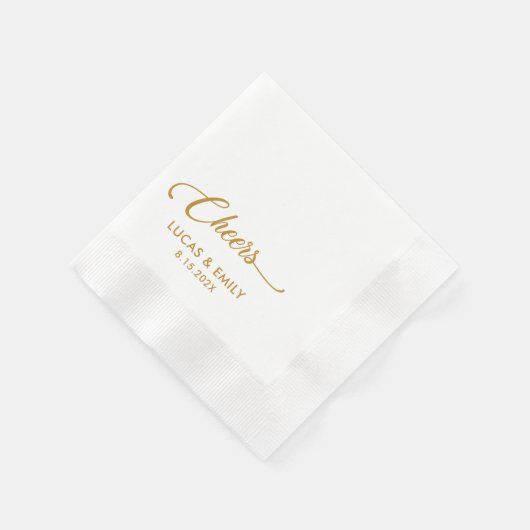Elegant Modern Cheers Script Minimalistisch Weddin Serviette (Ecke)