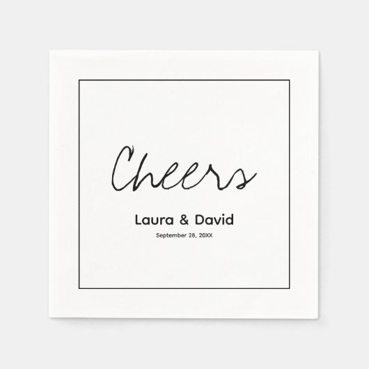 Elegant Modern Cheers Script Minimalistisch Weddin Serviette (Vorderseite)