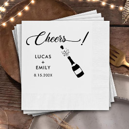 Elegant Modern Cheers Script Minimalistisch Weddin Serviette