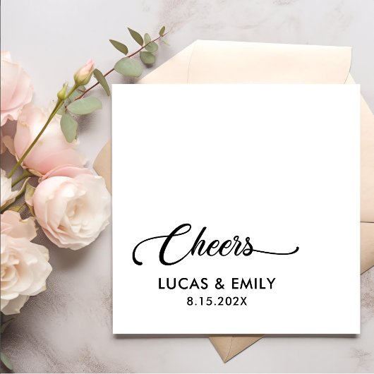 Elegant Modern Cheers Script Minimalistisch Weddin Serviette