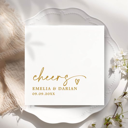 Elegant Modern Cheers Script Minimalistisch Weddin Serviette