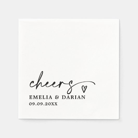 Elegant Modern Cheers Script Minimalistisch Weddin Serviette (Vorderseite)