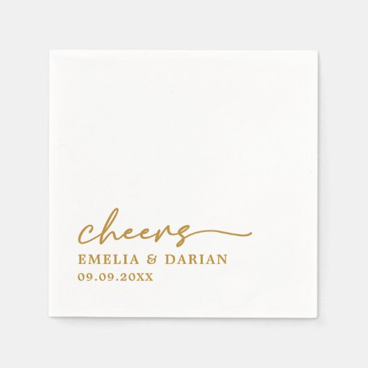 Elegant Modern Cheers Script Minimalistisch Weddin Serviette (Vorderseite)