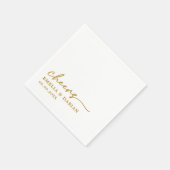 Elegant Modern Cheers Script Minimalistisch Weddin Serviette (Ecke)
