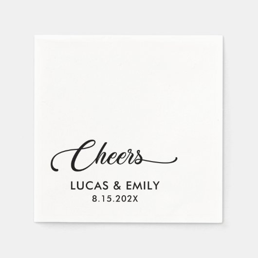 Elegant Modern Cheers Script Minimalistisch Weddin Serviette (Vorderseite)