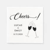 Elegant Modern Cheers Script Minimalistisch Weddin Serviette (Vorderseite)