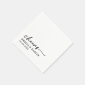 Elegant Modern Cheers Script Minimalistisch Weddin Serviette (Ecke)