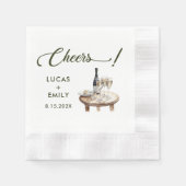 Elegant Modern Cheers Script Wine Glasses Wedding Serviette (Vorderseite)