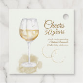 Elegant Modern Cheers White Wine 50. Geburtstag Geschenkanhänger (Rückseite)