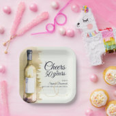 Elegant Modern Cheers White Wine 50. Geburtstag Pappteller (Party)