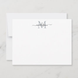 Elegant Modern Chic Feminine Script Monogram Gray Mitteilungskarte