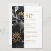 Elegant Modern Chic Floral 50 Jahre alt Einladung (Vorderseite)