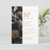 Elegant Modern Chic Floral 50 Jahre alt Einladung (Stehend Vorderseite)
