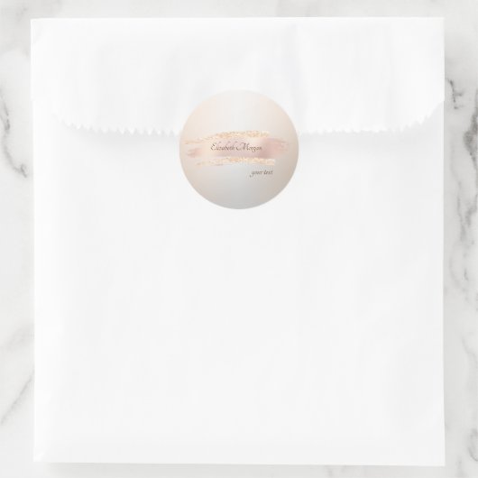 Elegant Modern,Chic Rose Gold Brush Stroke Runder Aufkleber (Tasche)