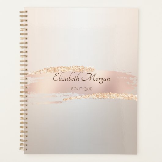 Elegant Modern,Chic Roségold-Pinselstrich Planer (Vorderseite)