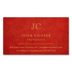 Elegant Modern Chic Rot und Gold  Magnetische Visitenkarte