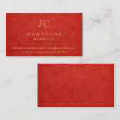 Elegant Modern Chic Rot und Gold Visitenkarte (Vorne/Hinten)