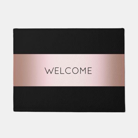 Elegant modern chick rose gold & black strip fußmatte (Vorderseite)