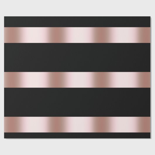 Elegant modern chick rose gold & black strip geschenkpapier (Flach)