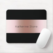 Elegant modern chick rose gold & black strip mousepad (Mit Mouse)