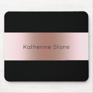 Elegant modern chick rose gold & black strip mousepad