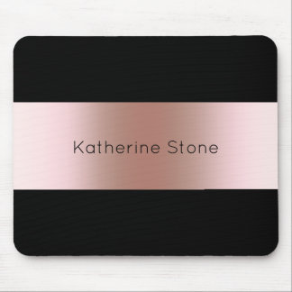 Elegant modern chick rose gold & black strip mousepad