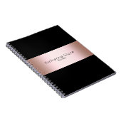 Elegant modern chick rose gold & black strip notizblock (Rechte Seite)
