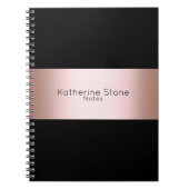 Elegant modern chick rose gold & black strip notizblock (Vorderseite)