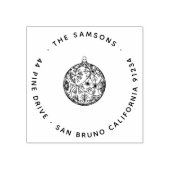 Elegant Modern Christmas Bauble Name & Adresse Gummistempel (Prägung)