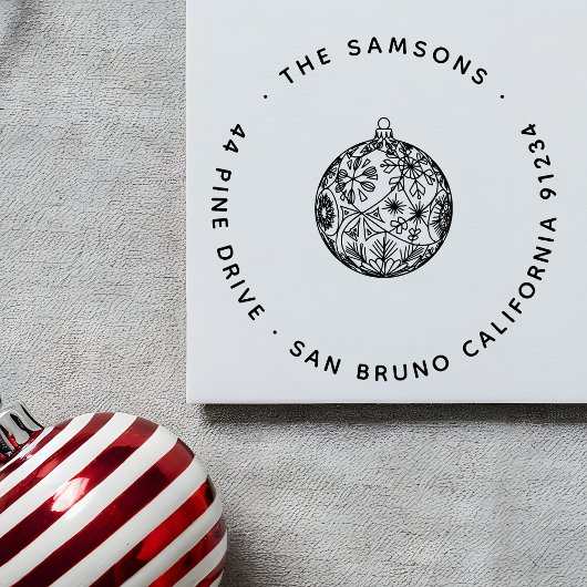 Elegant Modern Christmas Bauble Name & Adresse Gummistempel