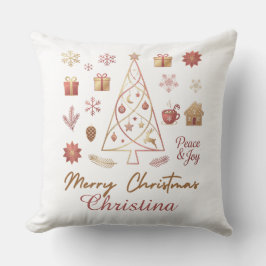 Elegant Modern Christmas Gold & Red Minimal Design Kissen