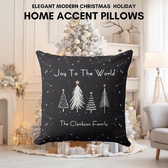 Elegant Modern Christmas Stars with Family Name  Kissen (Elegant Modern Christmas Stars with Family Name Throw Pillow)