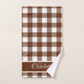 Elegant Modern Cinnamon Brown White Buffalo Checks Badhandtuch Set (Handtuch)