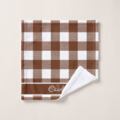 Elegant Modern Cinnamon Brown White Buffalo Checks Badhandtuch Set (Waschlappen)